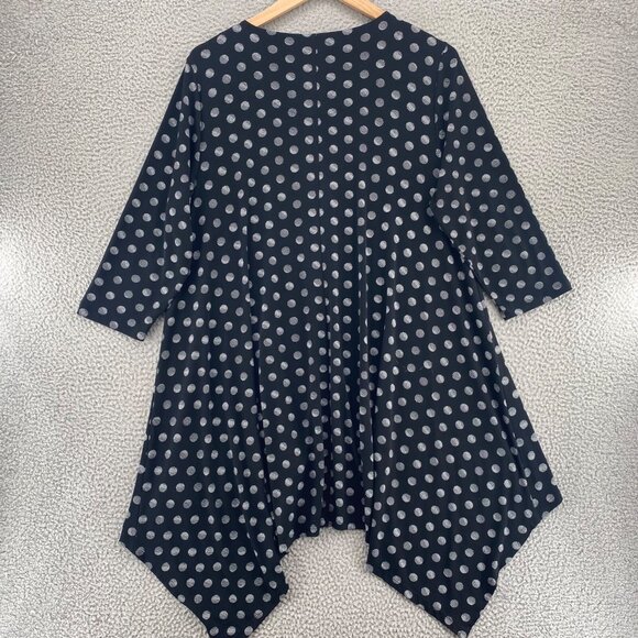 Chicos Top Womens 3 US Extra Large Solar Dots Tunic Black Hi Low Sharkbite Knit - Picture 3 of 10